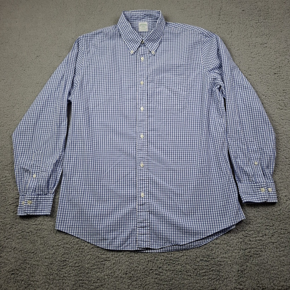 Brooks Brothers Milano Gingham Check Button Down Shirt Mens XL Preppy Office